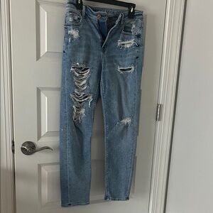 American Eagle Outfitters Distressed Light Blue Boyfriend Jeans